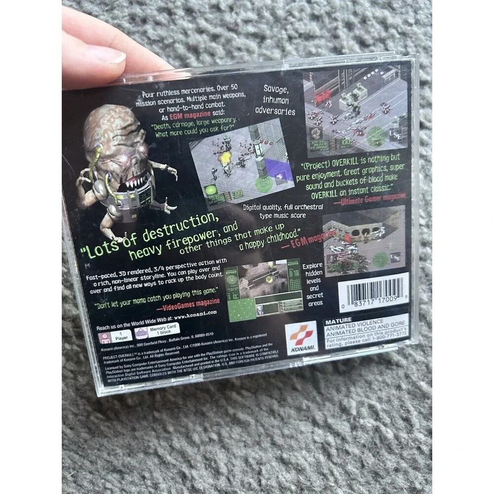 PlayStation Game Project Overkill Sony Ps1 Vintage 1996 NO MANUAL Shooter